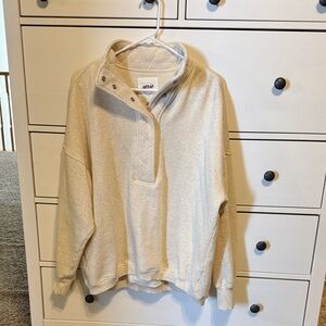 Aerie Cream Quarter-Zip Oversized Pullover